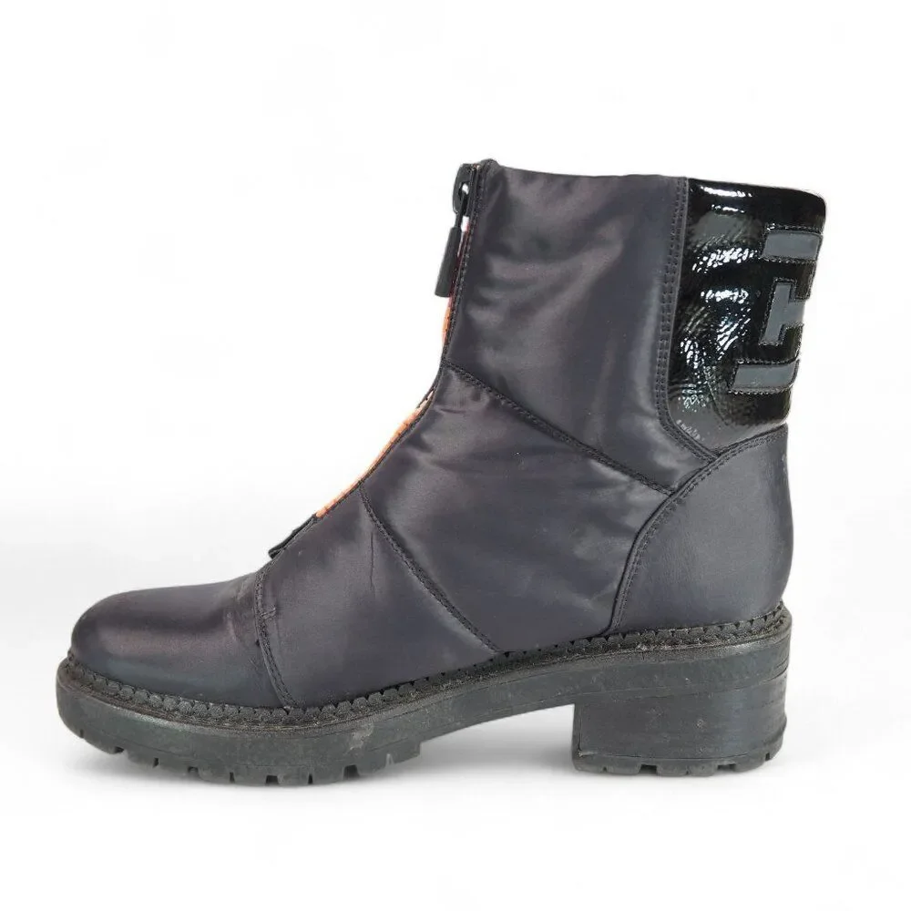 Sam Edelman Jalissa Puffer Waterproof Boots Women's 7 Black /‎ Orange